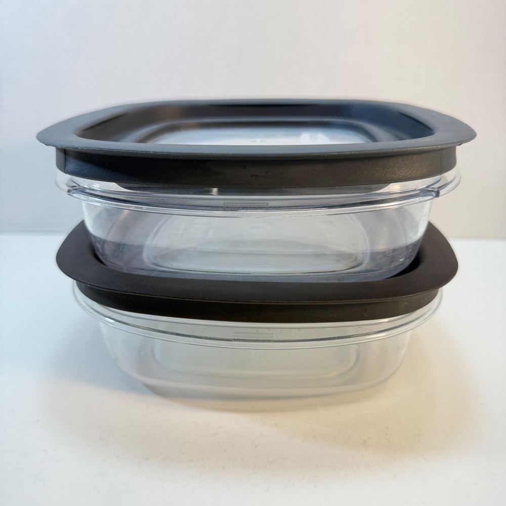 Rubbermaid Premier Food Storage Containers 2pc 3 Cup Clear Grey Lids FG7H76 Lot